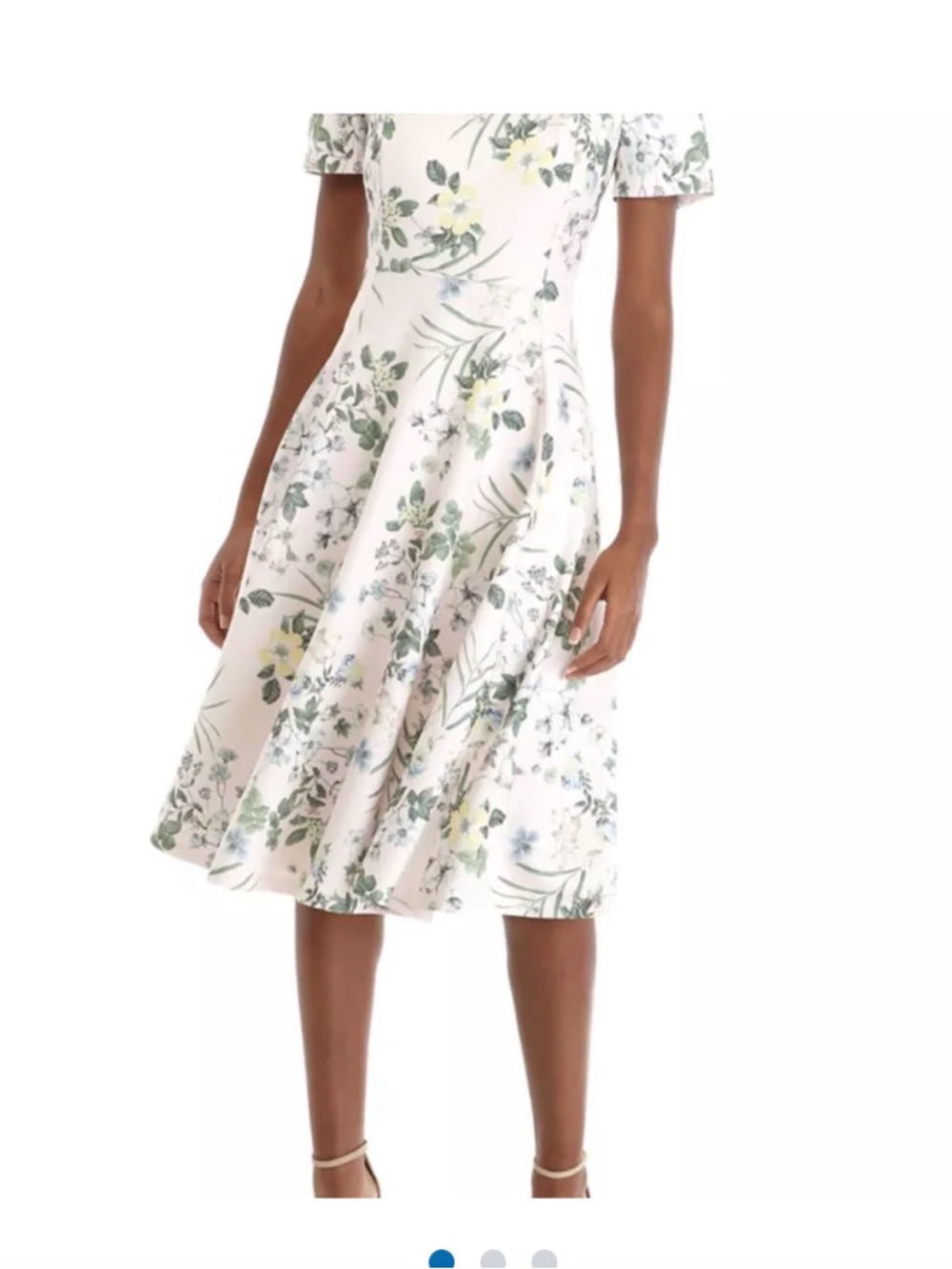 Calvin Klein Short Sleeve Printer Scuba A-line Floral Baby Pink Dress